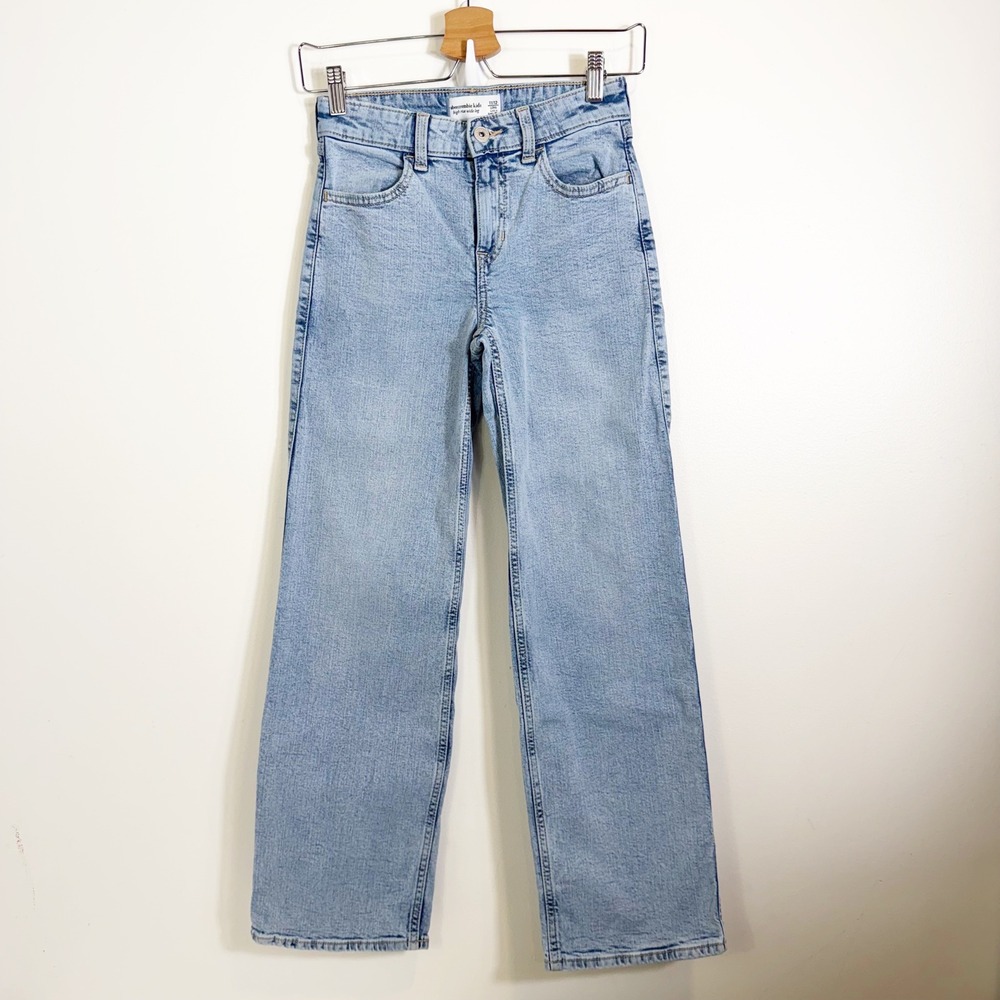 Abercrombie Kids Jeans Girls 11/12 Long Light Wash High Rise Wide Leg